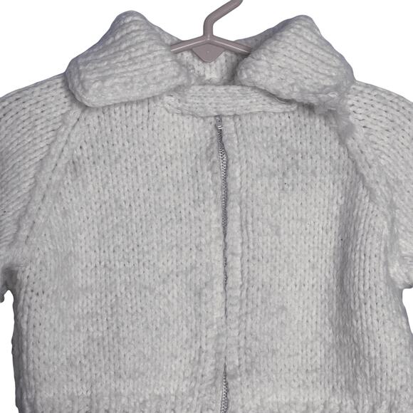 Vintage Ivory Extra Large Baby Bunting Pram Sweater Suit Mittens Hand Knit - Picture 3 of 8